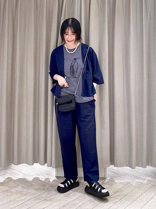 ETRE TOKYO 25SS コットンリネンハーフスリーブジャケット ネイビー ETRE TOKYO 25SS コットンリネンハーフスリーブジャケット