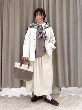 「アイテム（エコバッグ/サブバッグ）」を使った、ちろっPさん（レディース・163cm）の秋コーディネート