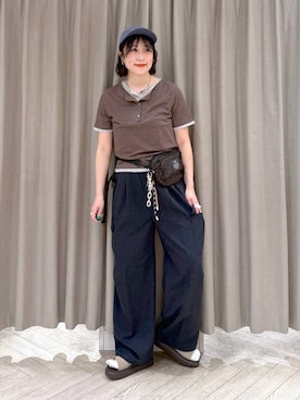 「studio CLIP（スタディオクリップ）のアイテム（キャップ）」を使った、ちろっPさん（レディース・163cm）の春コーディネート