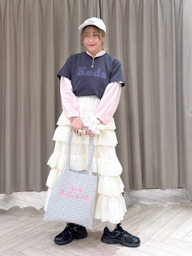 「アイテム（シュシュ）」を使った、ちろっPさん（レディース・161cm）の秋コーディネート