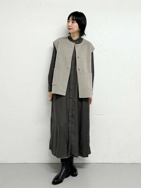 「ブルベ冬×秋カラーコーデ」｜「アイテム（ワンピース/ドレス）」を使った、yabuuchiさん（レディース・167cm）の秋コーディネート