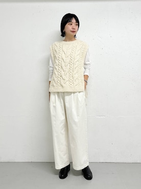 「ブルベ冬×秋カラーコーデ」｜「アイテム（ニット/セーター）」を使った、yabuuchiさん（レディース・167cm）の秋コーディネート