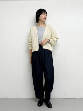 「イチ推しデニムコーデ」｜「アイテム（Tシャツ/カットソー）」を使った、yabuuchiさん（レディース・167cm）の秋コーディネート