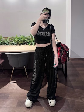 「SHEINのアイテム（スニーカー、ブラック系）」を使った、きちゃん😈さん（レディース・158cm）の夏コーディネート