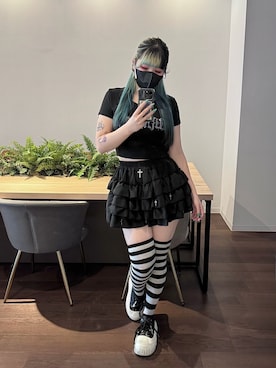「フリルスカート」｜きちゃん😈さん（レディース・158cm）の夏コーディネート