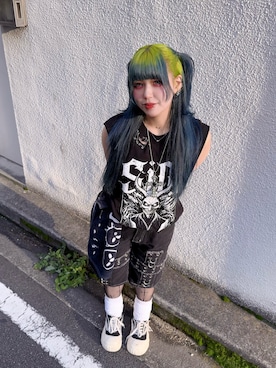 「バンドT」｜きちゃん😈さん（レディース・158cm）の夏コーディネート