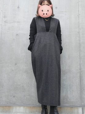 「fredy emue（フレディエミュ）のアイテム（オールインワン・サロペット）」を使った、satokiさん（レディース・158cm）の冬コーディネート
