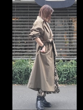「BEAMS」｜「アイテム（トレンチコート）」を使った、satokiさん（レディース・158cm）の秋コーディネート