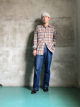 「アイテム（ニットキャップ/ビーニー）」を使った、yuukishibataさん（メンズ・165cm）の秋コーディネート