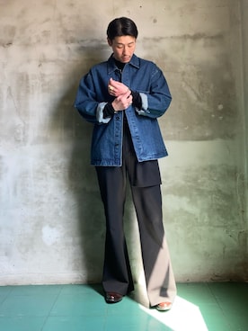 「URBAN RESEARCH DOORS（アーバンリサーチドアーズ）のデニムシャツカバーオール（カバーオール、ブルー系）」を使った、yuukishibataさん（メンズ・165cm）の春コーディネート