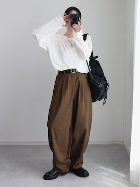 「アイテム（バックパック/リュック）」を使った、ゆ ず も も .さん（レディース・160cm）の秋コーディネート