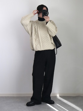 「アイテム（スラックス）」を使った、ゆ ず も も .さん（レディース・160cm）の秋コーディネート