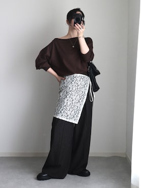 「アイテム（スラックス）」を使った、ゆ ず も も .さん（レディース・160cm）の秋コーディネート