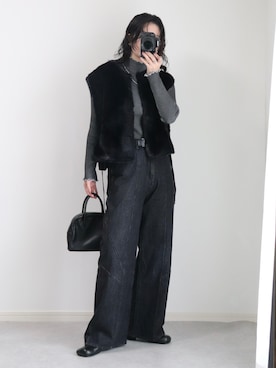 「tiptop（ティップトップ）のメランジリブハイネックプルオーバー（ニット/セーター）」を使った、ゆ ず も も .さん（レディース・160cm）の秋コーディネート