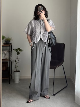 「アイテム（トートバッグ）」を使った、ゆ ず も も .さん（レディース・160cm）の夏コーディネート