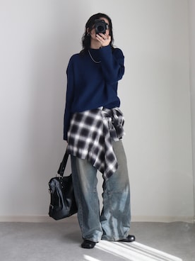 「アイテム（ボストンバッグ）」を使った、ゆ ず も も .さん（レディース・160cm）の秋コーディネート