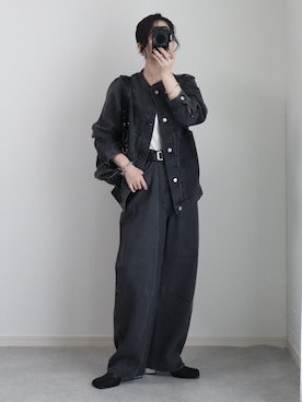 「アイテム（デニムジャケット）」を使った、ゆ ず も も .さん（レディース・160cm）の秋コーディネート