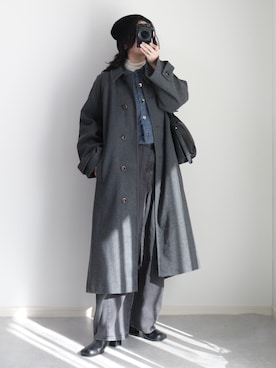「アイテム（ステンカラーコート）」を使った、ゆ ず も も .さん（レディース・160cm）の冬コーディネート