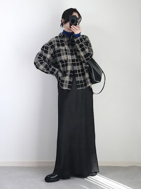 「アイテム（スカート）」を使った、ゆ ず も も .さん（レディース・160cm）の秋コーディネート