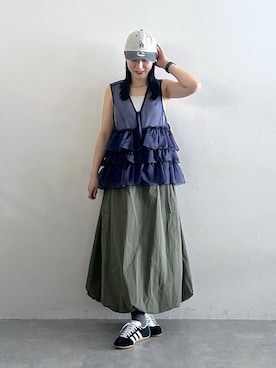 「RAGEBLUE（レイジブルー）のアイテム（ベスト）」を使った、ukkiiiiさん（レディース・165cm）の春コーディネート