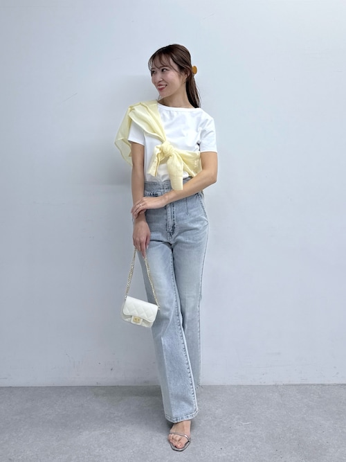 ストライプシアークロップドシャツ（シャツ/ブラウス）｜La boutique