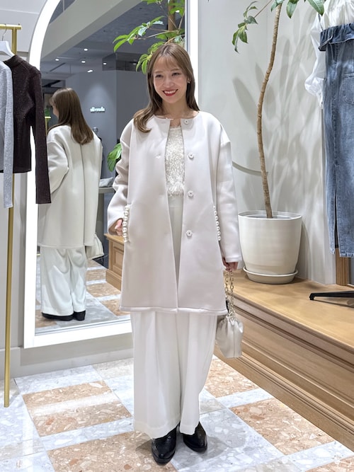 La boutique Bonbon ノーカラーコート コート 「ON・OFF兼用」パール