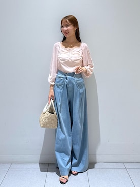 「アイテム（トートバッグ）」を使った、KAZUMIさん（レディース・153cm）の夏コーディネート