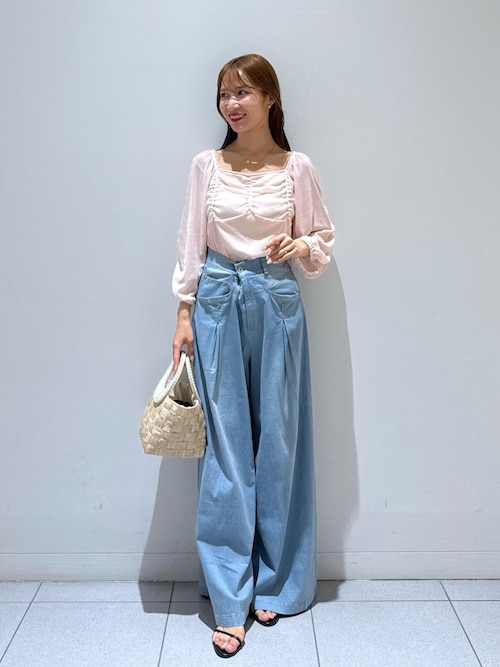 tシャツ 「KAZUMI監修カラーあり」フロッキーチュールギャザースリーブカットソー レディース セール】【KAZUMI監修カラーあり】フロッキーチュールギャザー
