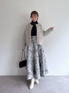 「アイテム（ノーカラージャケット）」を使った、KAZUMIさん（レディース・153cm）の秋コーディネート