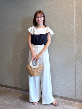 「アイテム（かごバッグ）」を使った、KAZUMIさん（レディース・153cm）の夏コーディネート