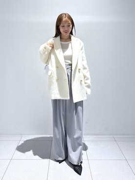 「アイテム（テーラードジャケット、ホワイト系）」を使った、KAZUMIさん（レディース・153cm）の秋コーディネート