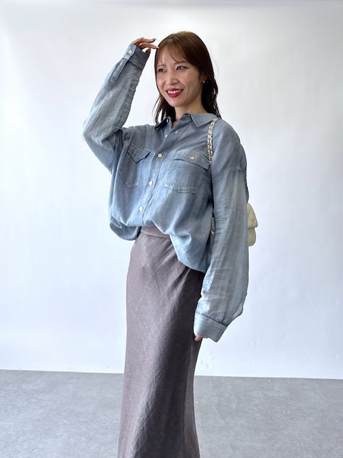 3シーズン着れる】シアーデニム金釦2WAYシャツ（シャツ/ブラウス