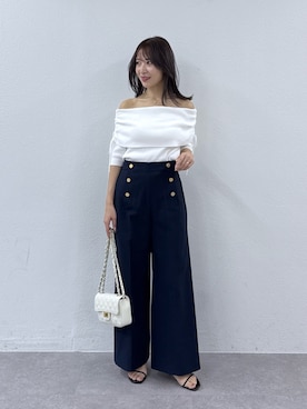 「La boutique BonBon（ラブティックボンボン）の【miki監修・新色登場】ドライオックスマリンパンツ（その他パンツ、ブルー系）」を使った、KAZUMIさん（レディース・153cm）の春コーディネート