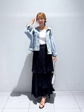 「アイテム（デニムジャケット）」を使った、KAZUMIさん（レディース・153cm）の秋コーディネート