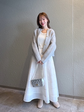 「アイテム（ノーカラージャケット）」を使った、KAZUMIさん（レディース・153cm）の秋コーディネート
