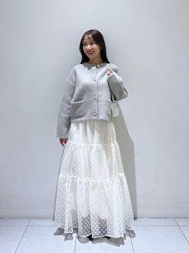 「アイテム（ノーカラージャケット、グレー系）」を使った、KAZUMIさん（レディース・153cm）の秋コーディネート
