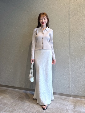 「La boutique BonBon（ラブティックボンボン）のきらきらサテンロングナロースカート（スカート）」を使った、KAZUMIさん（レディース・153cm）の秋コーディネート