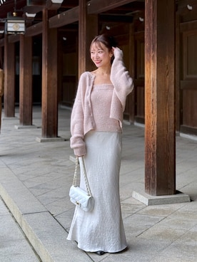 「ピンクニット」｜KAZUMIさん（レディース・153cm）の秋コーディネート