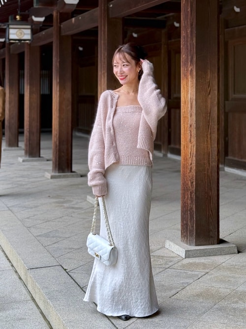 きらきらサテンロングナロースカート（スカート）｜La boutique BonBon