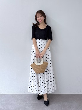 「アイテム（かごバッグ）」を使った、KAZUMIさん（レディース・153cm）の夏コーディネート