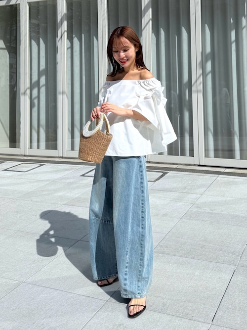 美品 La boutique BonBonリボンフレアスリーブブラウス ネイビー 新色追加】リボンフレアスリーブブラウス（シャツ/ブラウス