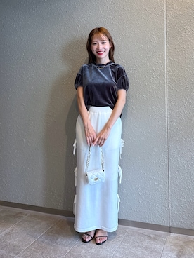 Tシャツ/カットソーを使った「ニットスカート」の人気