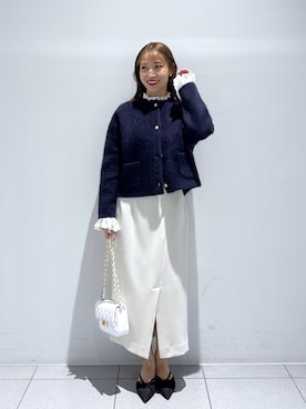 「アイテム（ノーカラージャケット）」を使った、KAZUMIさん（レディース・153cm）の秋コーディネート