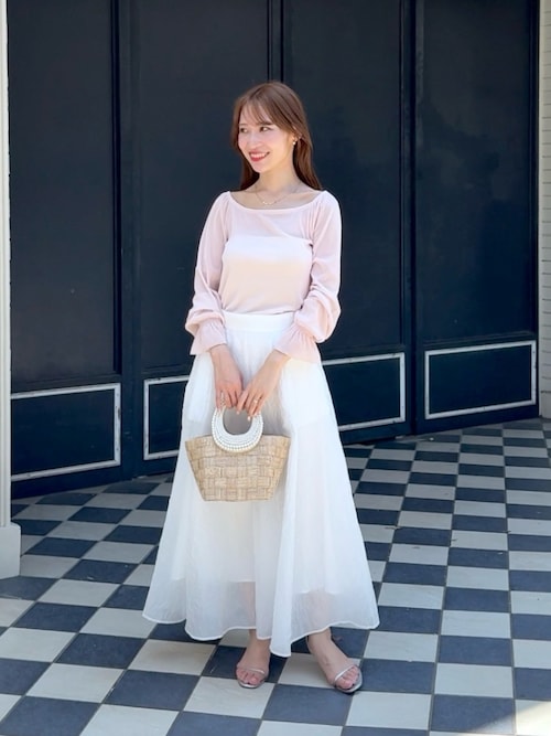 tシャツ 「KAZUMI監修カラーあり」フロッキーチュールスクエアネックカットソー レディース La boutique BonBon｜【KAZUMI監修カラーあり】フロッキー