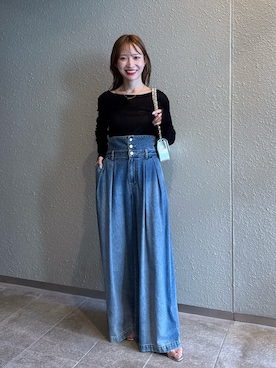 「ハイウエストデニム」｜KAZUMIさん（レディース・153cm）の夏コーディネート