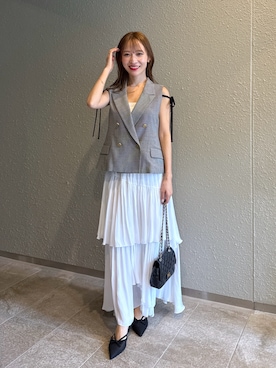 「秋服」｜「アイテム（ベスト）」を使った、KAZUMIさん（レディース・153cm）の秋コーディネート