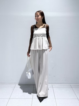 「アイテム（トートバッグ）」を使った、KAZUMIさん（レディース・153cm）の秋コーディネート