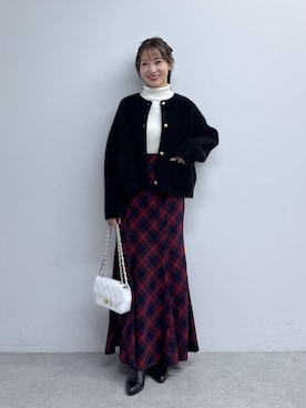 「アイテム（ノーカラージャケット）」を使った、KAZUMIさん（レディース・153cm）の冬コーディネート