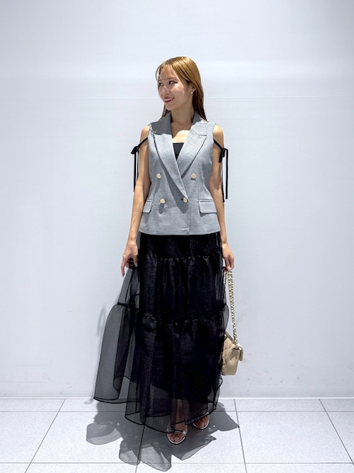 ポプリンショートジレ セットアップ可・シック＆キュート】ポプリンショートジレ | La