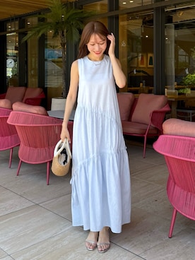 「アイテム（かごバッグ）」を使った、KAZUMIさん（レディース・153cm）の夏コーディネート